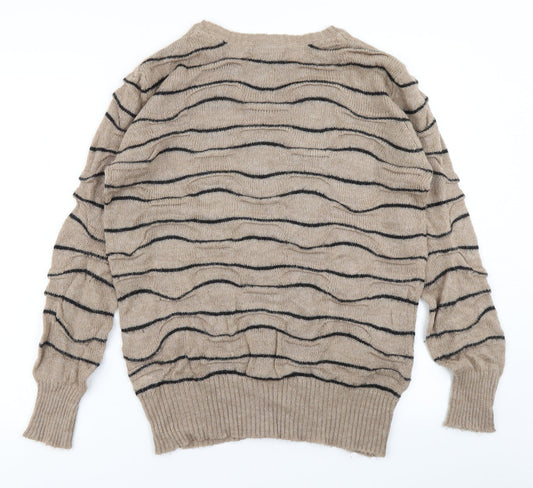 Limited Collection Womens Brown Striped Knit Pullover Jumper Size M