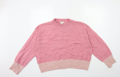 H&M Womens Pink  Knit Pullover Sweatshirt Size M