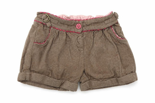 Front view of Autograph girls’ brown chino shorts, size 2-3, years