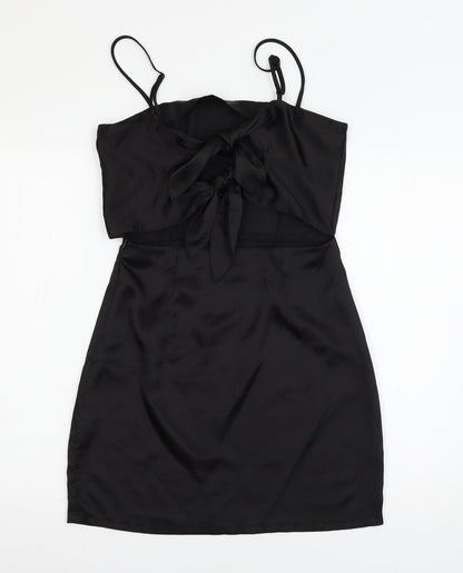 Miss Pap Womens Black  Satin A-Line  Size 10  - Bows