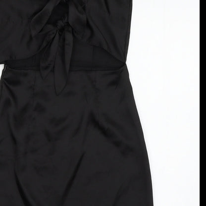 Miss Pap Womens Black  Satin A-Line  Size 10  - Bows