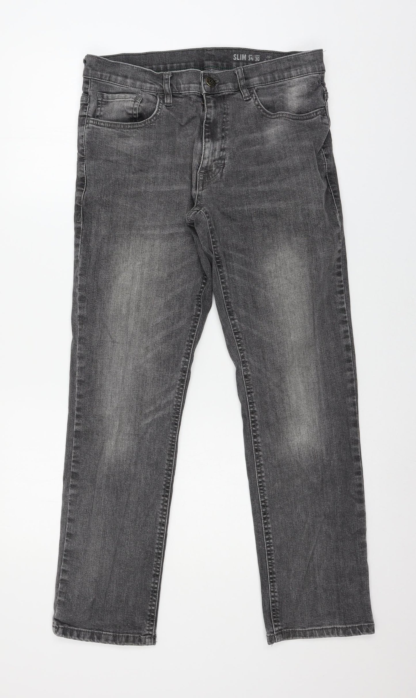 F&F Womens Grey  Denim Straight Jeans Size 34 in L30 in