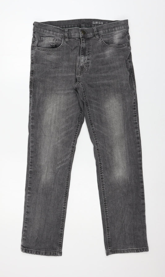 F&F Womens Grey  Denim Straight Jeans Size 34 in L30 in