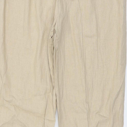 Womens UK Size 14 Marks and Spencer Regular Fit  Beige Trousers