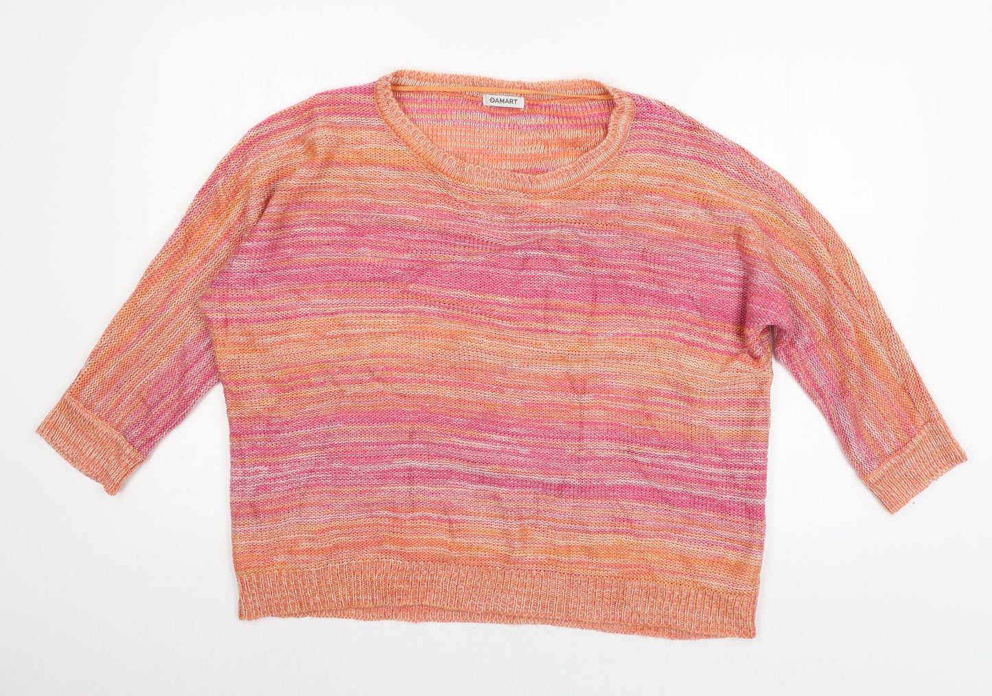 Damart Womens Pink Striped Knit Pullover Jumper Size 14