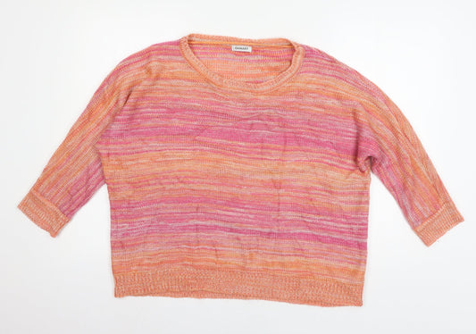 Damart Womens Pink Striped Knit Pullover Jumper Size 14