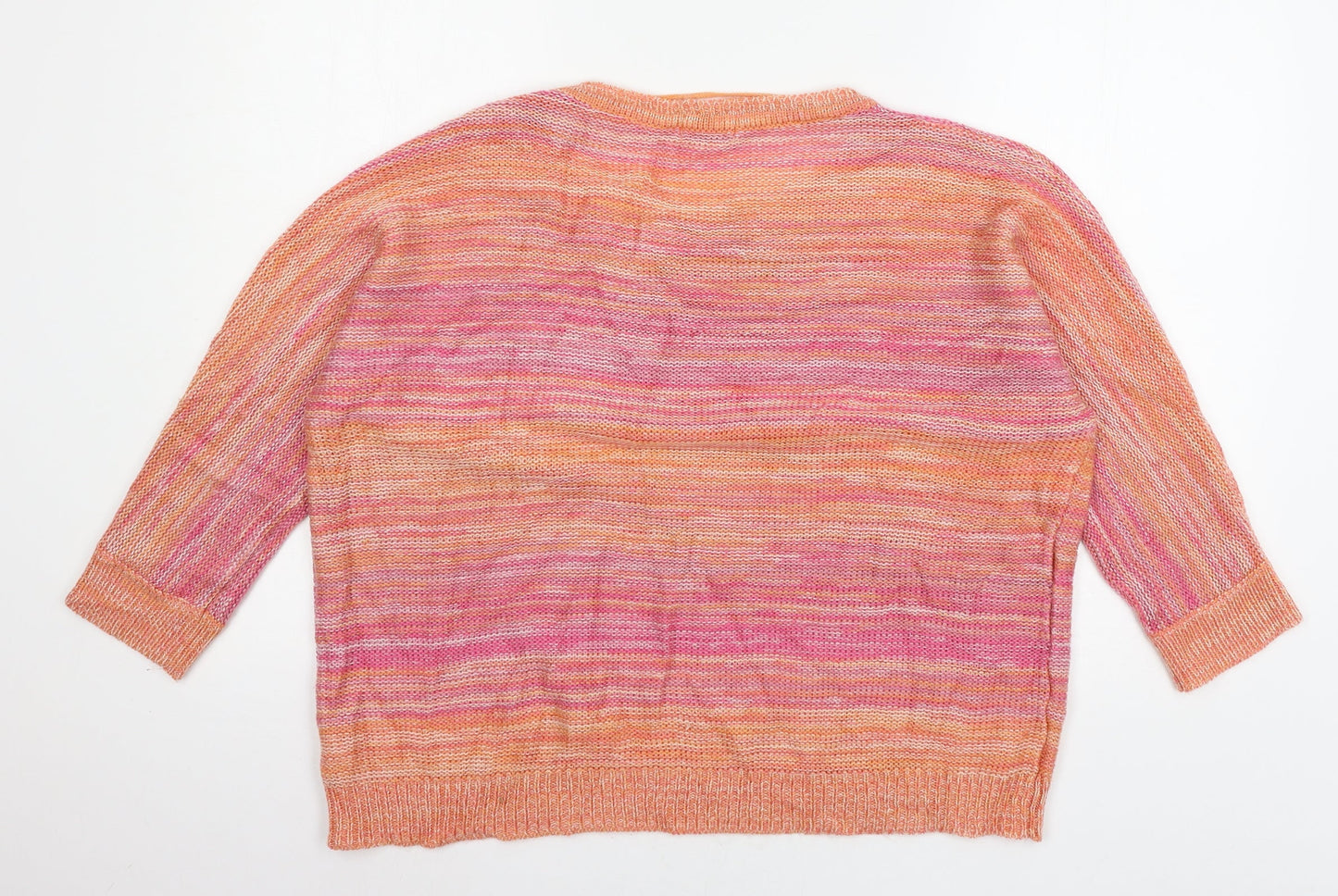 Damart Womens Pink Striped Knit Pullover Jumper Size 14