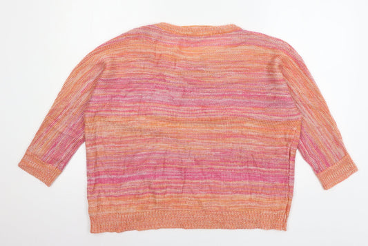 Damart Womens Pink Striped Knit Pullover Jumper Size 14
