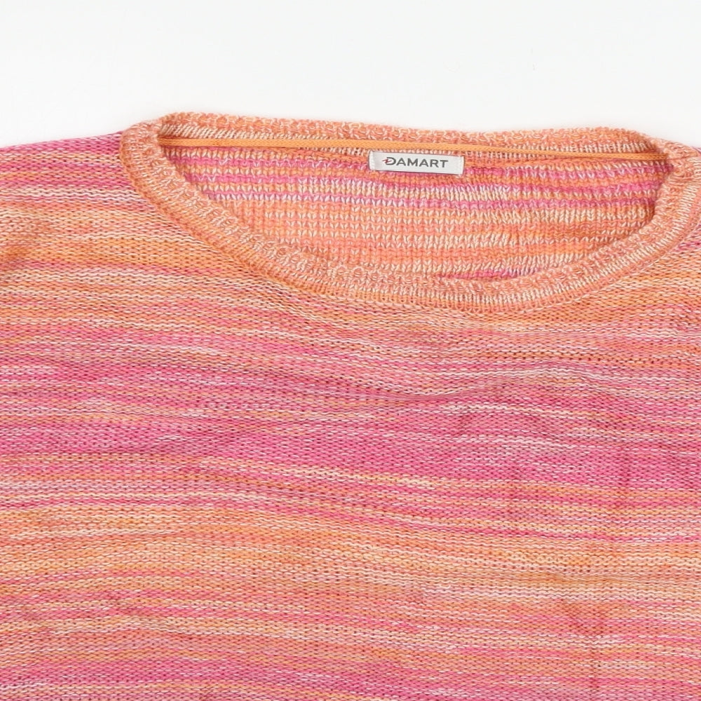 Damart Womens Pink Striped Knit Pullover Jumper Size 14