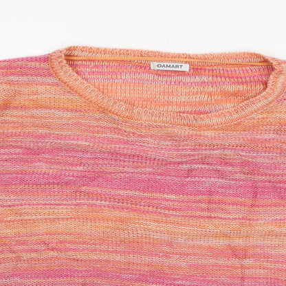 Damart Womens Pink Striped Knit Pullover Jumper Size 14