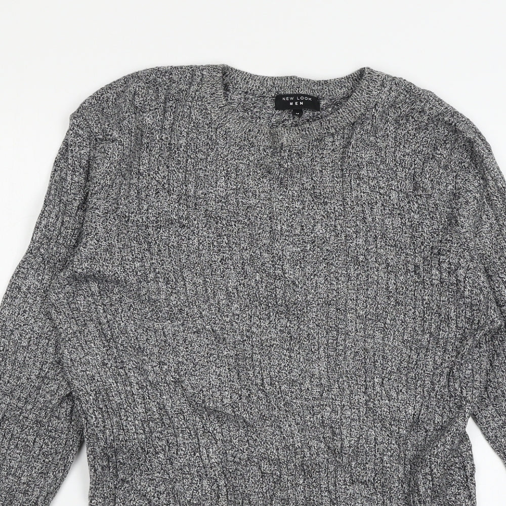 New Look Mens Grey  Knit Pullover Jumper Size M