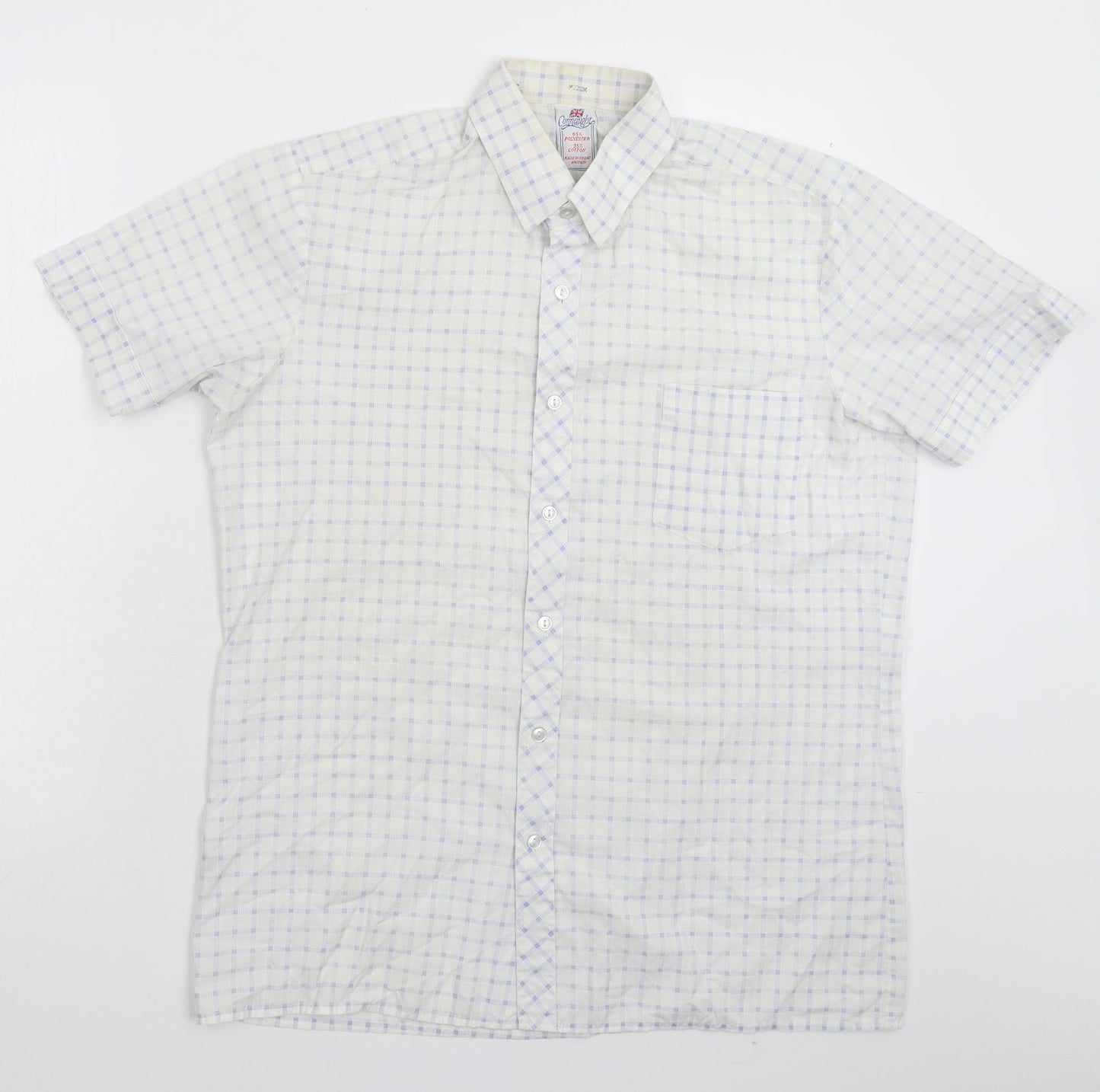 Mens UK Size M Connaught White  Button-Up Short Sleeve Casual Shirt
