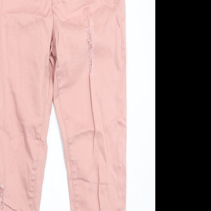 Denim & Co. Girls Pink  Denim Skinny Jeans Size 11-12 Years - Distressed