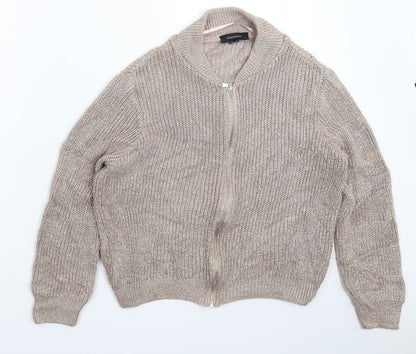 Atmosphere Womens Grey  Knit Bomber Jacket Jacket Size 12