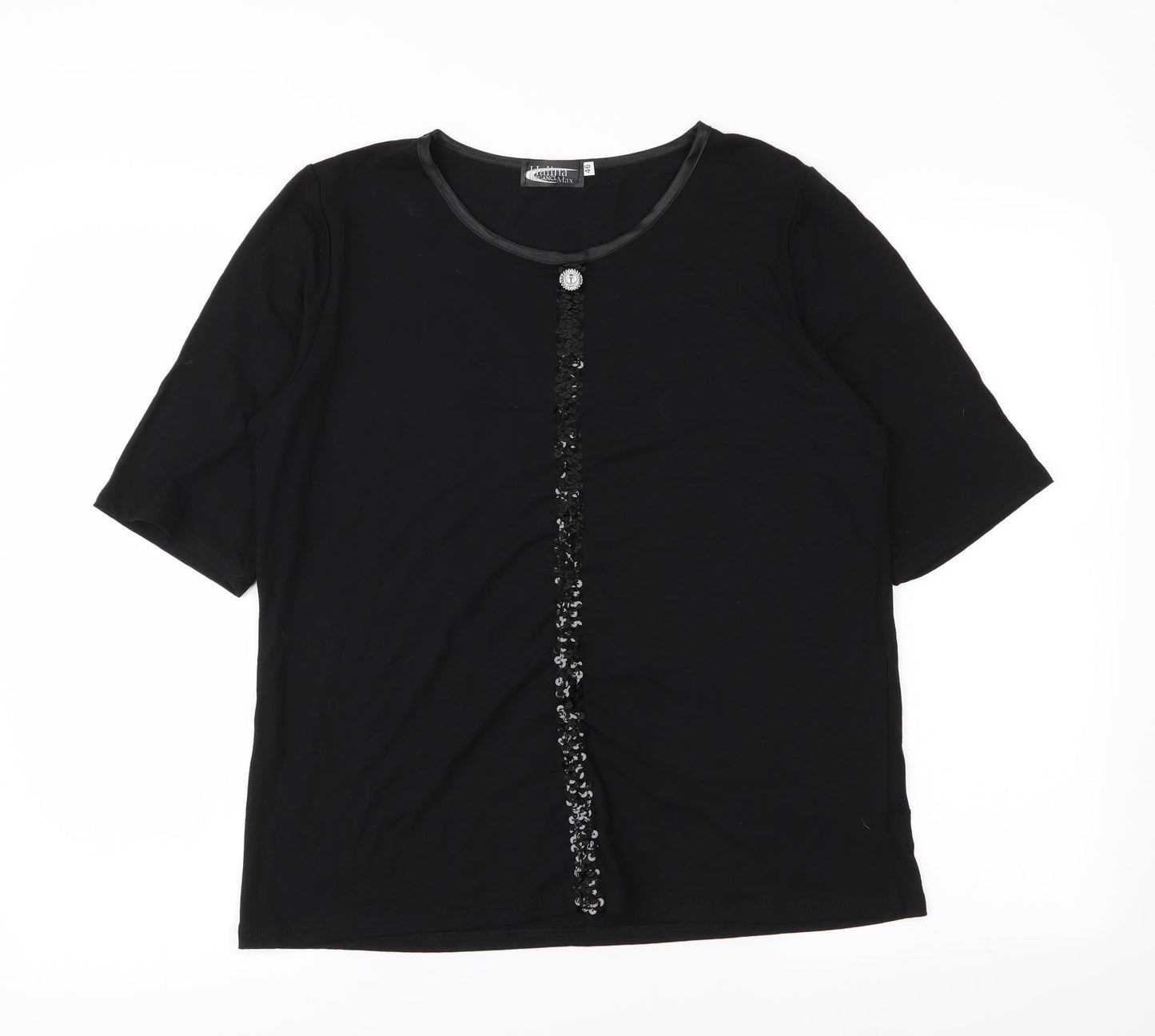 halina Womens Black   Basic T-Shirt Size 18