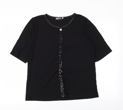 halina Womens Black   Basic T-Shirt Size 18