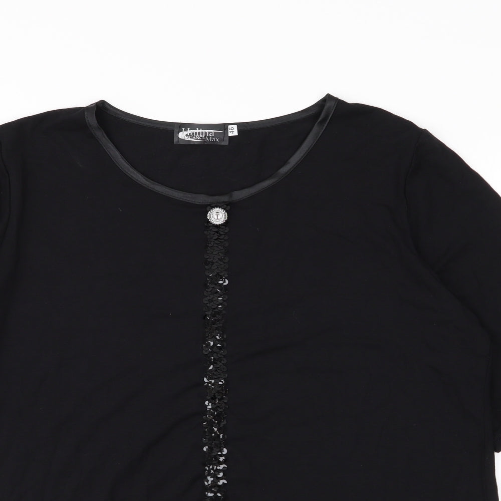 halina Womens Black   Basic T-Shirt Size 18