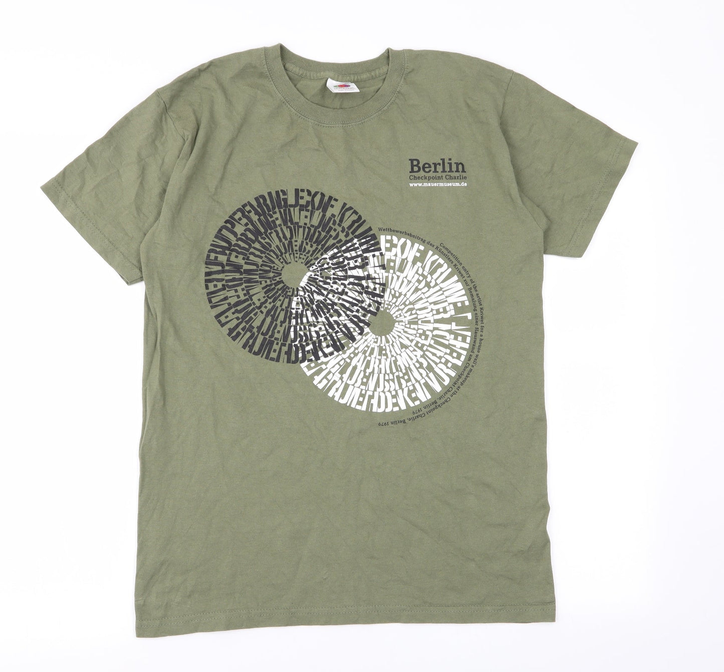 Mens UK Size S Fruit of the Loom Green  T-Shirt