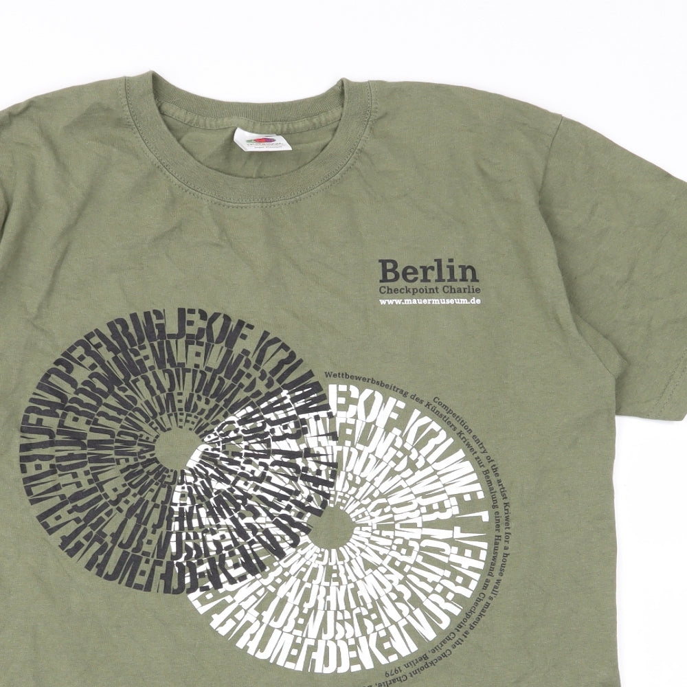Mens UK Size S Fruit of the Loom Green  T-Shirt
