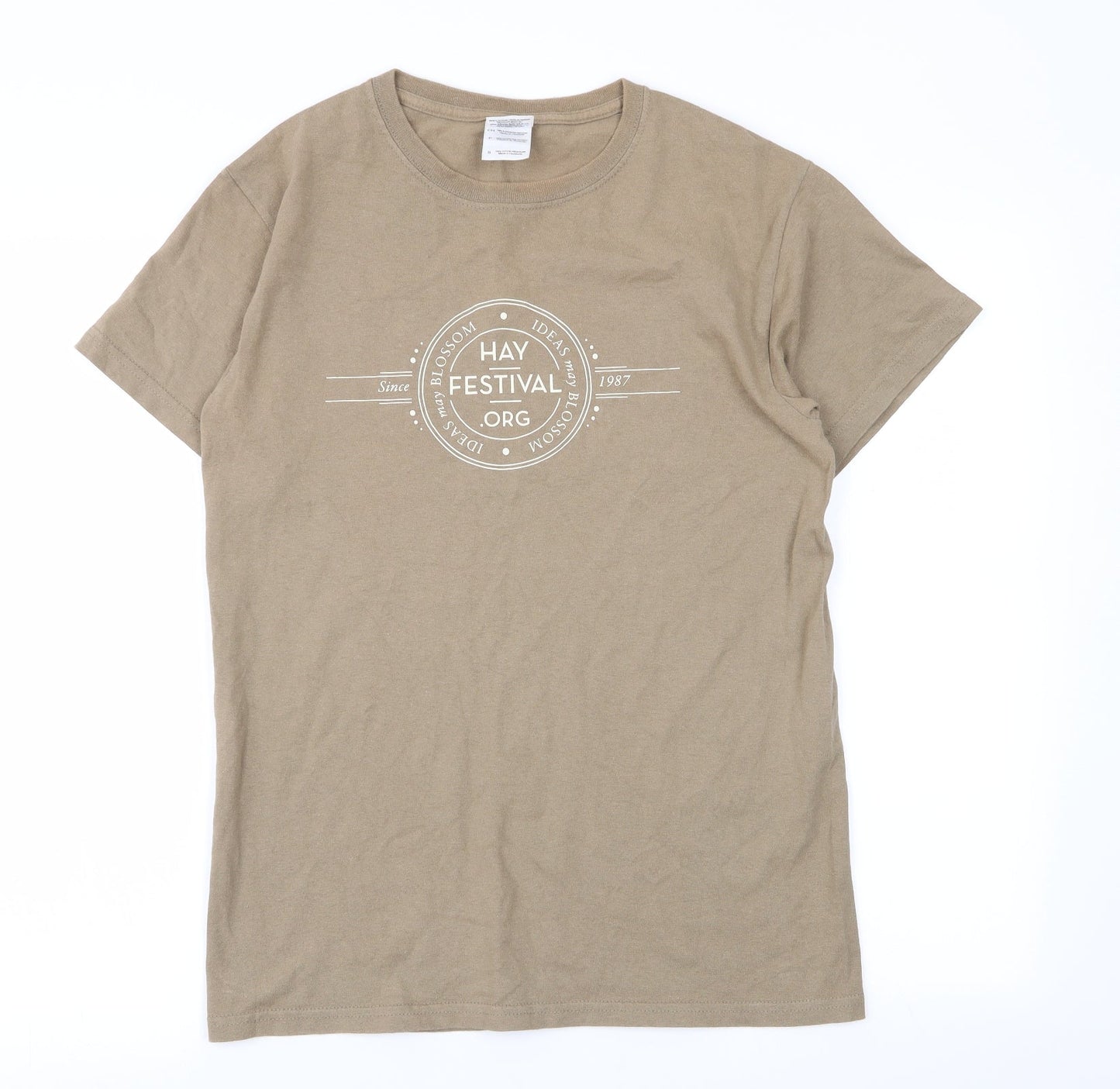 Mens UK Size S Gildan Beige  T-Shirt