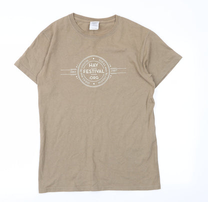 Mens UK Size S Gildan Beige  T-Shirt