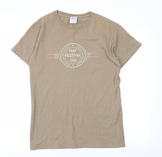 Mens UK Size S Gildan Beige  T-Shirt