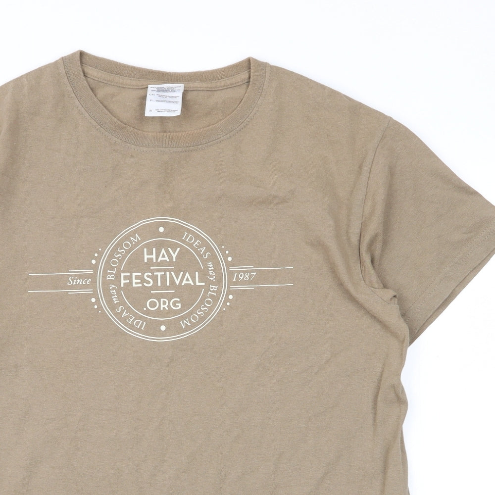 Mens UK Size S Gildan Beige  T-Shirt