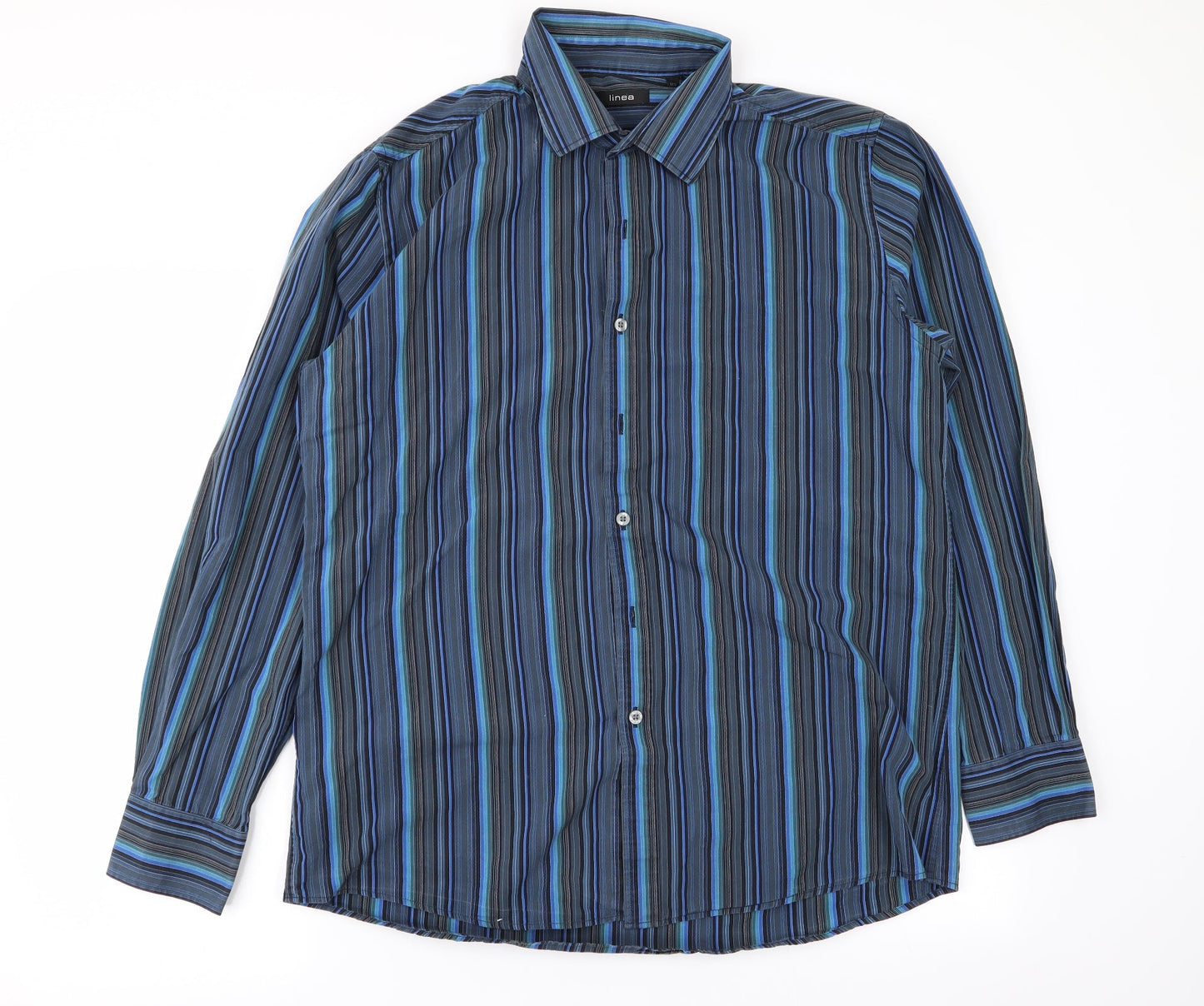 Mens UK Size 16.5 Linea Multicoloured  Button-Up Long Sleeve Casual Shirt