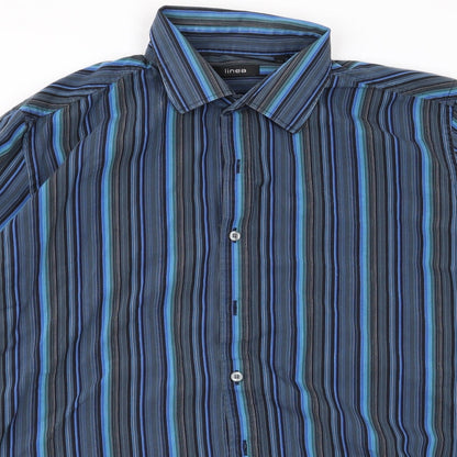 Mens UK Size 16.5 Linea Multicoloured  Button-Up Long Sleeve Casual Shirt