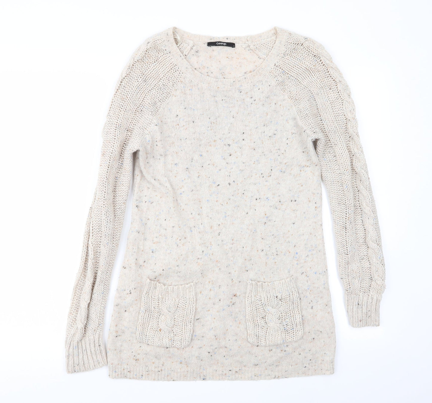 Asda George Womens Beige   Jumper Dress  Size 8