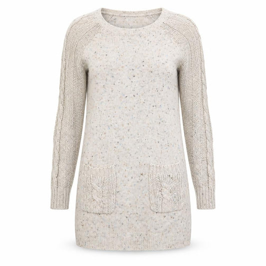 Front view of Asda George women’s beige jumper dress, size UK 8
