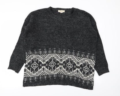 FOREVER 21 Womens Grey Geometric  Pullover Jumper Size L
