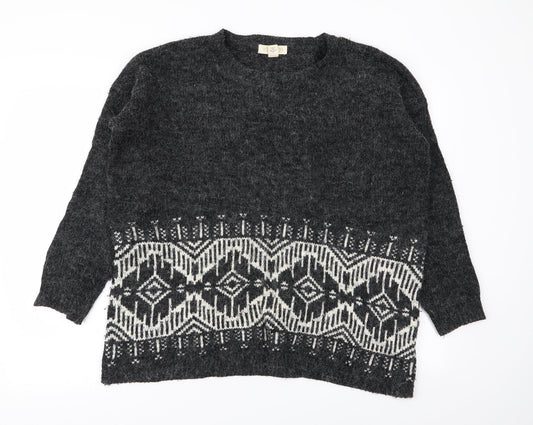 FOREVER 21 Womens Grey Geometric  Pullover Jumper Size L