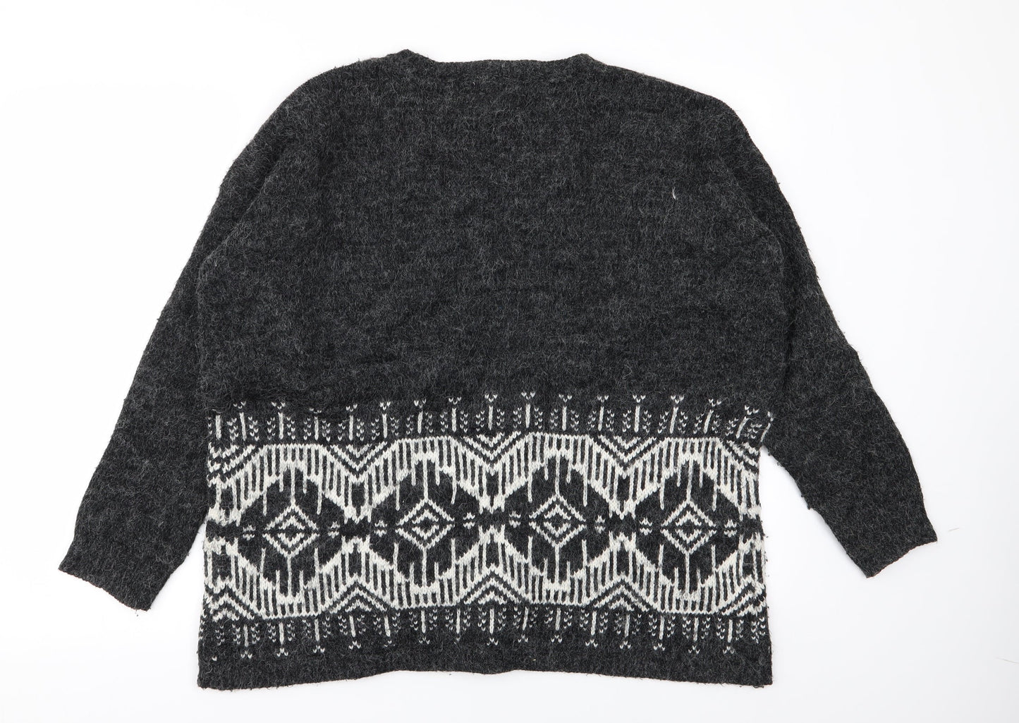 FOREVER 21 Womens Grey Geometric  Pullover Jumper Size L