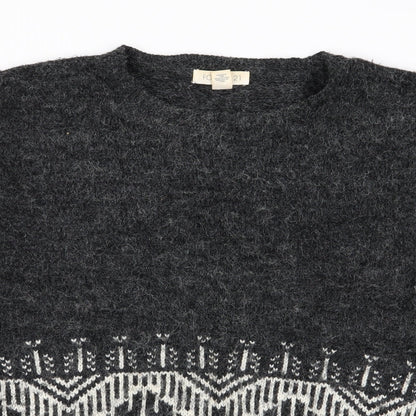 FOREVER 21 Womens Grey Geometric  Pullover Jumper Size L