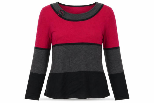 Front view of Anonymous women’s multicoloured striped jumper, size S