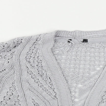 Womens UK Size 10 Preworn Grey Cardigan Jumper