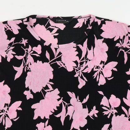 Womens UK Size 2XL Forever Black Basic Blouse