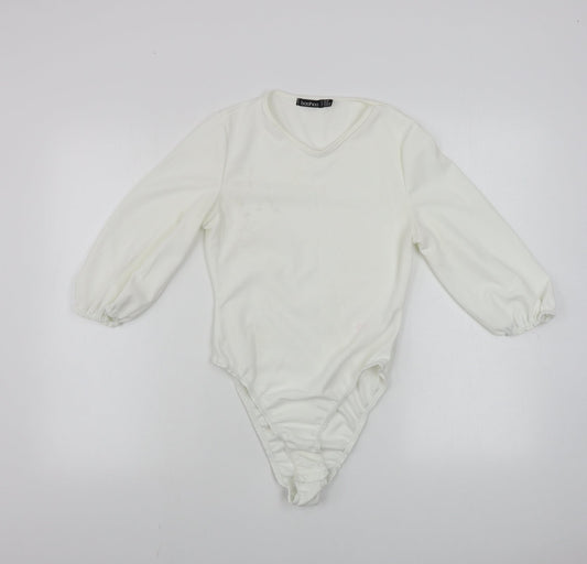 Boohoo  Womens Ivory   Bodysuit One-Piece Size 10