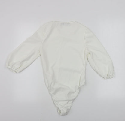 Boohoo  Womens Ivory   Bodysuit One-Piece Size 10