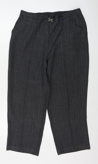 BM Womens Grey Striped  Trousers  Size 16 L25 in