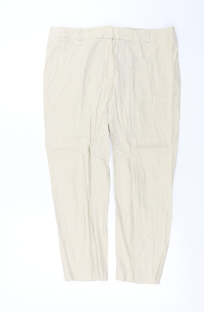 Womens UK Size 34 in Preworn Slim Fit Cropped Beige Trousers