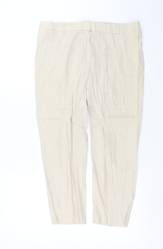 Womens UK Size 34 in Preworn Slim Fit Cropped Beige Trousers