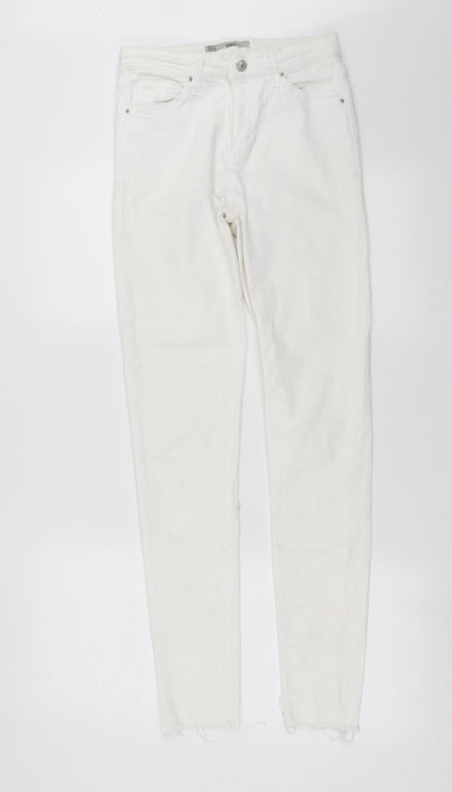 Topshop Womens White  Denim Skinny Jeans Size 28 in L30 in - Distressed hem
