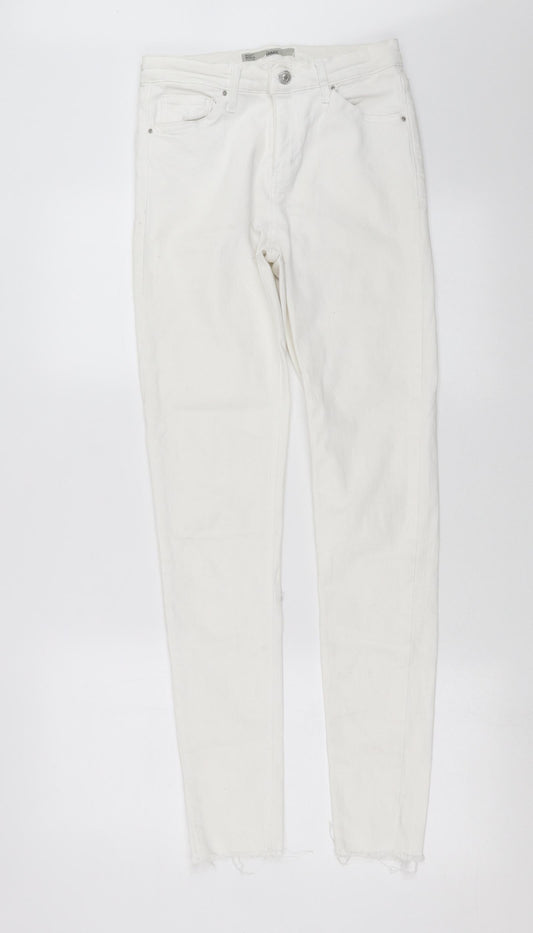 Topshop Womens White  Denim Skinny Jeans Size 28 in L30 in - Distressed hem