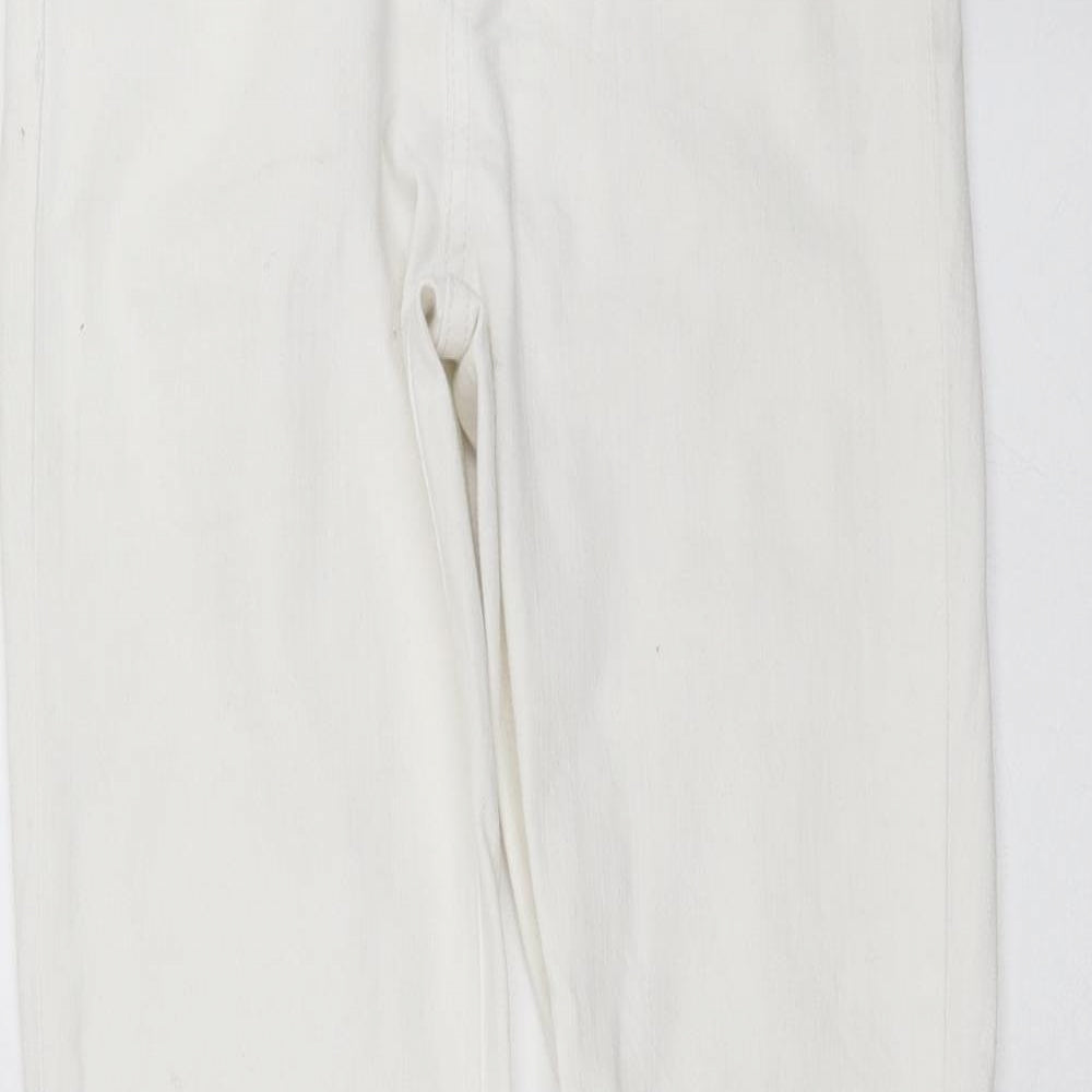 Topshop Womens White  Denim Skinny Jeans Size 28 in L30 in - Distressed hem