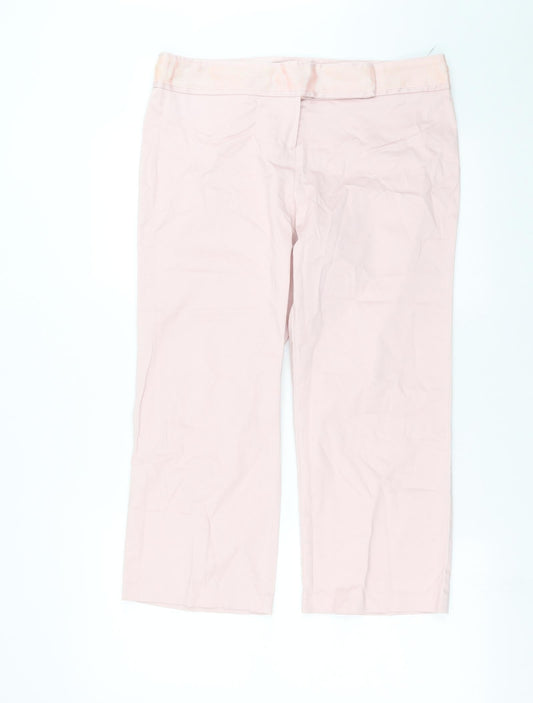 Womens UK Size 14 Dorothy Perkins Regular Fit Cropped Pink Trousers
