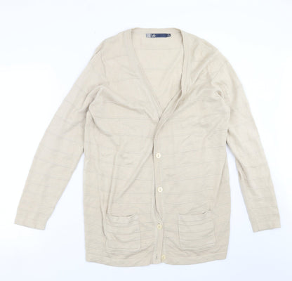 Womens UK Size M ISLE Beige Cardigan Jumper