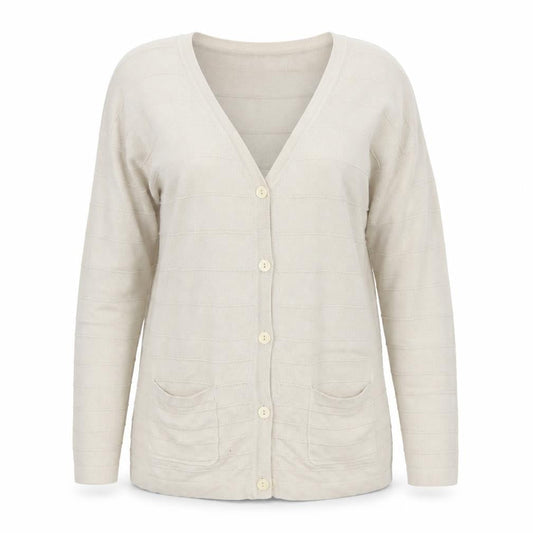 Womens UK Size M ISLE Beige Cardigan Jumper
