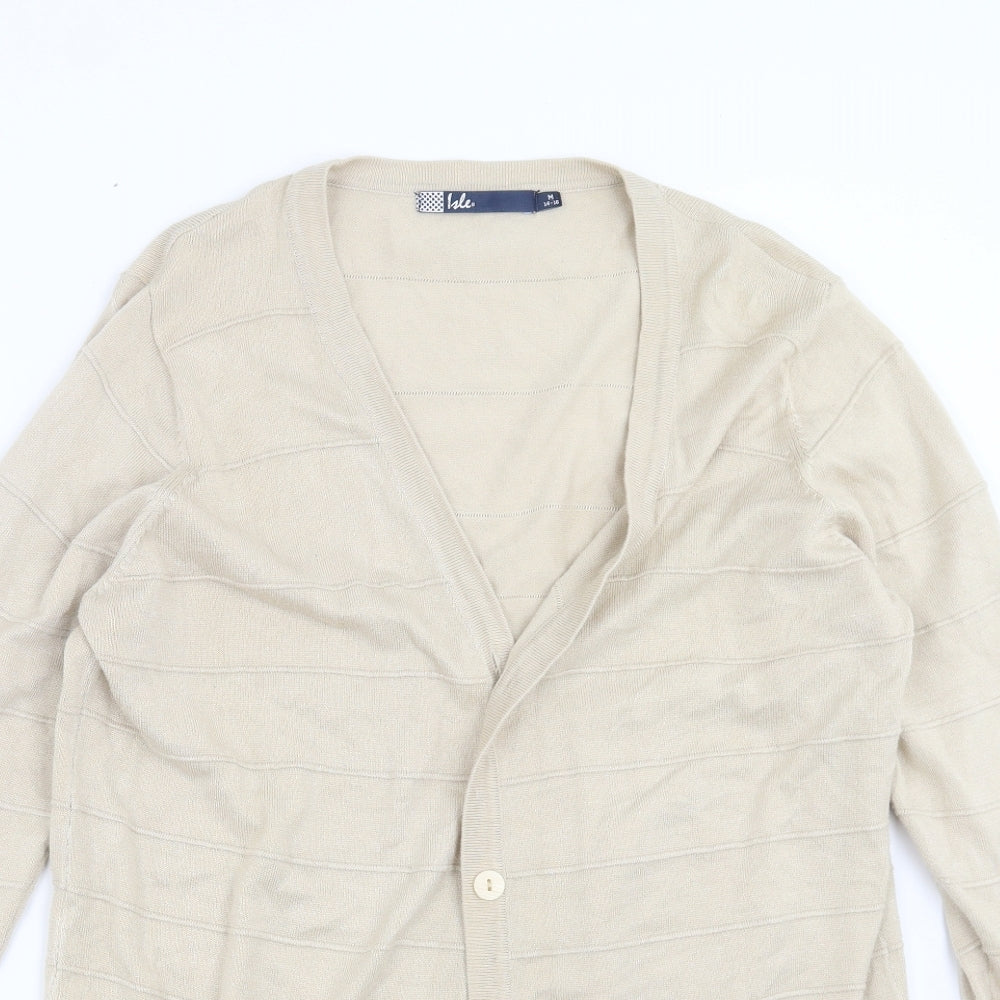 Womens UK Size M ISLE Beige Cardigan Jumper